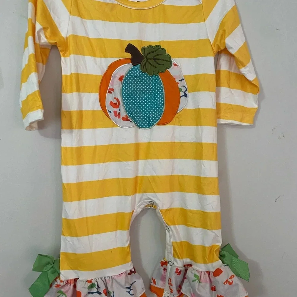 Striped Pumpkin Romper